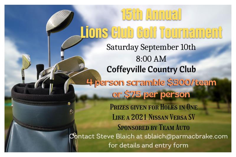 15th Annual Coffeyville Lions Club Charity Golf Tournament