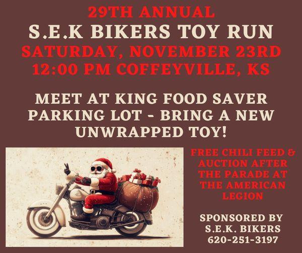 SEK Bikers Toy Run for The Coffeyville SA Service Volunteers